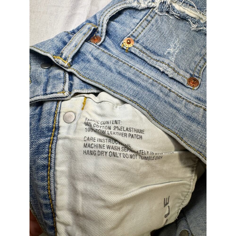 Purple Distressed Denim Shorts Light Wash Women's 29 Button Fly Y2K Streetwear - Picture 12 of 15